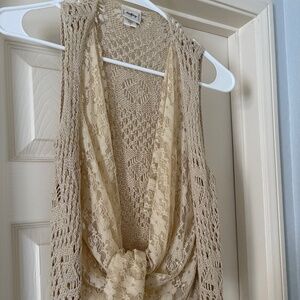 Cute Cream and Tan Lace Vest